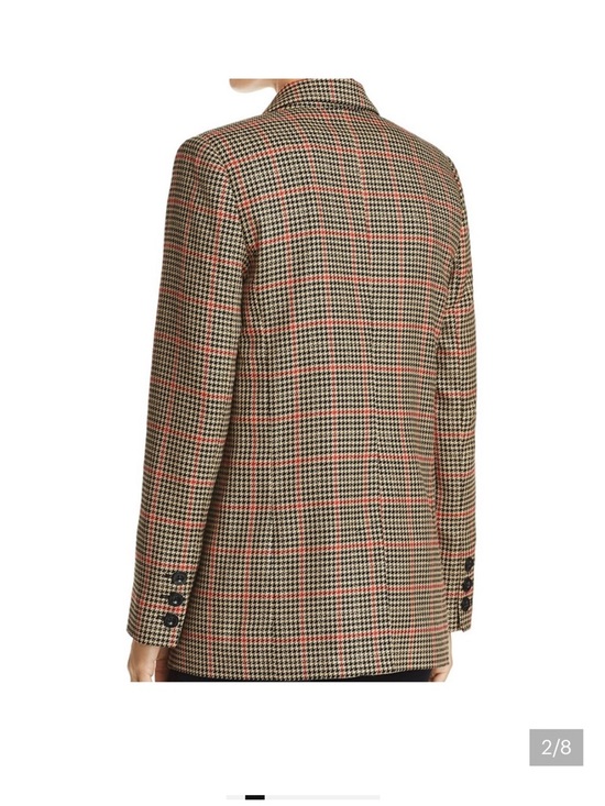 Anine Bing Womens Madeline Double-Breasted Plaid Blazer - Red/Black Houndstooth - Picture 3 of 12